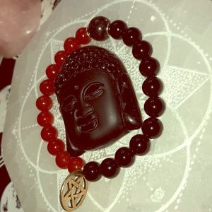 Carnelian & Black Onyx Crystal Bracelet w/ charm
